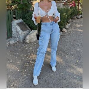 Diaco Gingham Long Sleeve Crop Top.